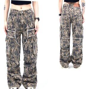Camo Loose fit Jeans Cargo pants Unisex Size Large